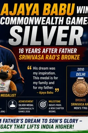 Ajaya Babu winning silver at CWG 2026 weightlifting